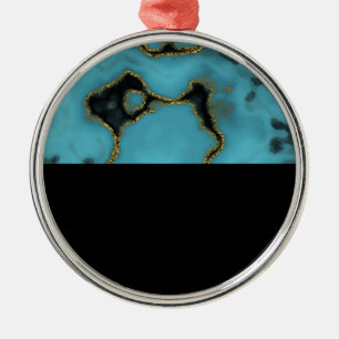 Turquoise Stone Gold and Black Metal Ornament