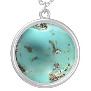 Turquoise Stone Image Silver Plated Round Necklace