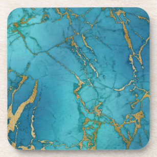 Turquoise Stone look Marble Gold Coaster