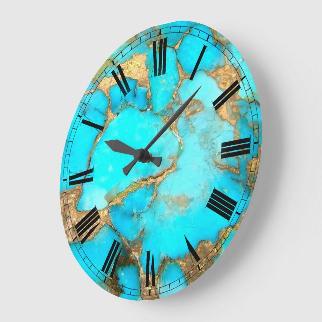 turquoise stone photo large clock (Angle)