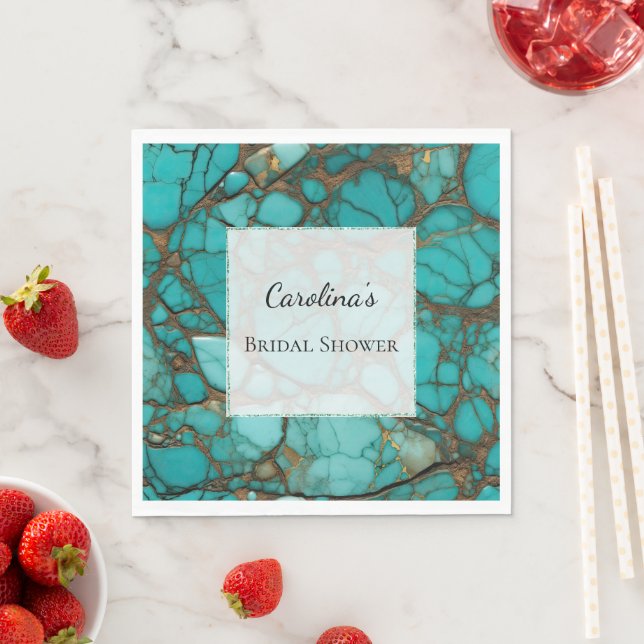 Turquoise Stones Bridal Shower Napkin (Insitu)