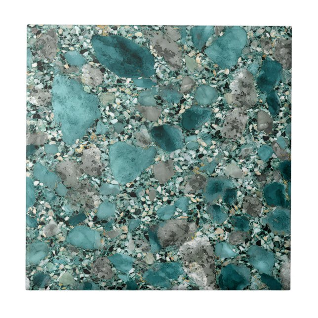 Turquoise Stones Ceramic Tile (Front)