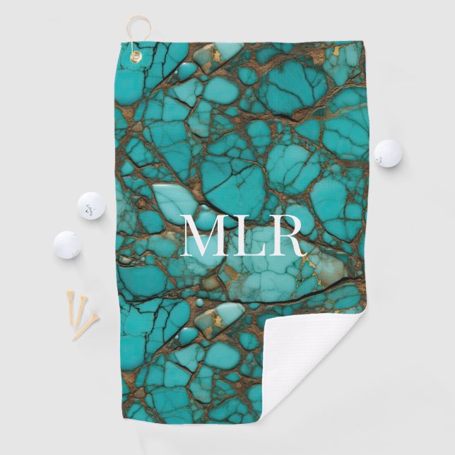 Turquoise Stones Golf Towel (InSitu)