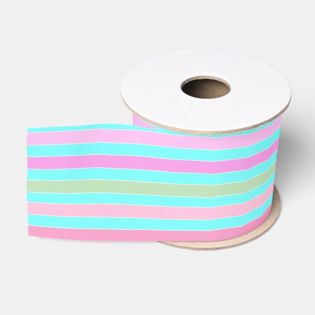 Turquoise striped grosgrain ribbon (Spool)