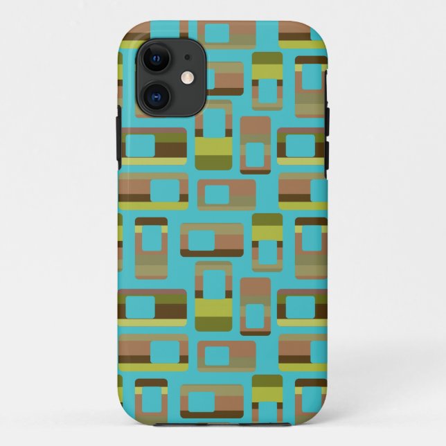 Turquoise Striped Rectangles  Case-Mate iPhone Case (Back)