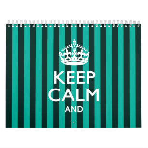 Turquoise Stripes 2026 KEEP CALM AND Your Text Calendar