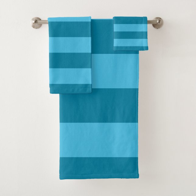 Turquoise Stripes Bath Towel Set (Insitu)