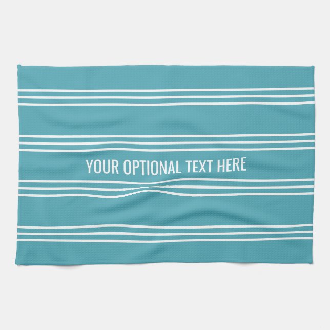 Turquoise Stripes custom kitchen towel (Horizontal)