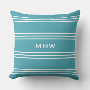 Turquoise Stripes custom monogram throw pillows
