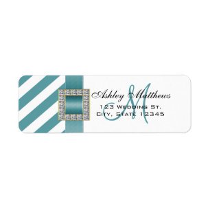 Turquoise Stripes, Ribbon Monogram for Weddings