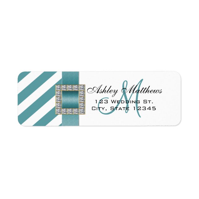 Turquoise Stripes, Ribbon Monogram for Weddings (Front)
