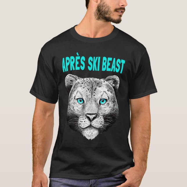 Turquoise Style Apres Ski Snow Leopard T-Shirt (Front)