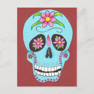 Turquoise Sugar Skull Postcard