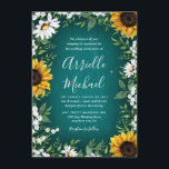 Turquoise Sunflower Rustic Wedding Invitations<br><div class="desc">Turquoise Sunflower Rustic Wedding Invitations - feature a teal or turquoise barn wood background decorated with watercolor daisies, sunflowers, greenery, baby's breath, and lily of the valley. NOTE: this invitation is presized to 4.5 inches by 6.25 inches. A 5x7 size is also available in this design. View the collection found...</div>