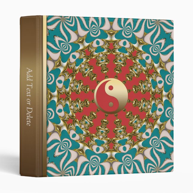 Turquoise Sunshine Gold YinYang New Age Classeur d (Devant/Côté)