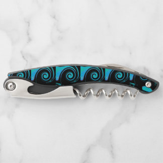 Turquoise Swirl Design Corkscrew