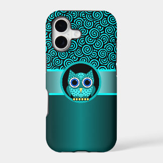 turquoise swirls pattern with owl