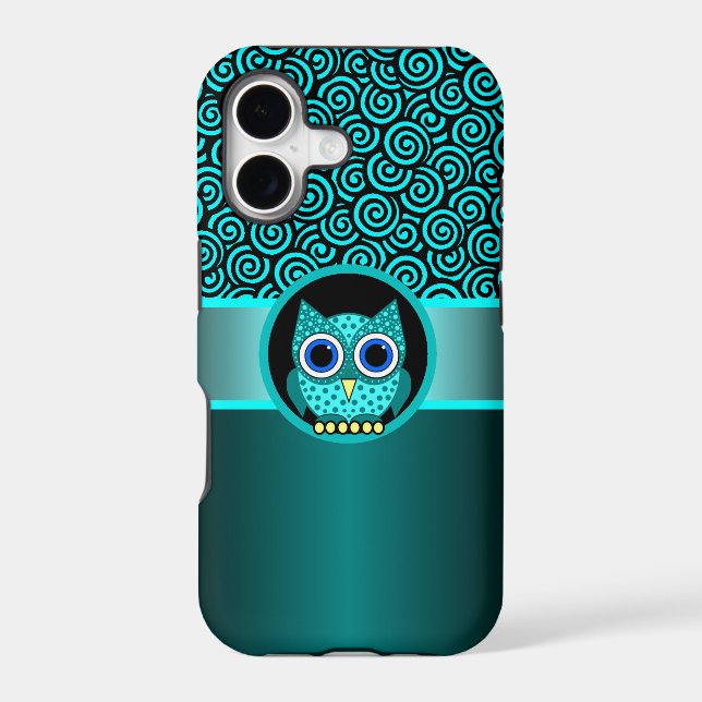 turquoise swirls pattern with owl (Back)