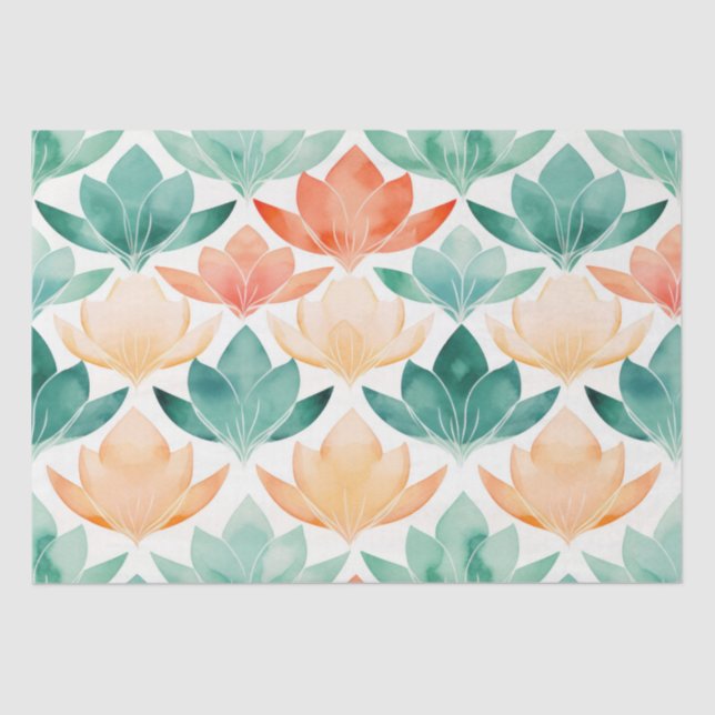 Turquoise Tangerine Chic Floral Tissue Paper (Front)