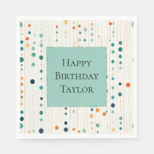 Turquoise Tangerine Circles and Lines Napkin