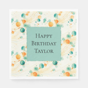 Turquoise Tangerine Circles Napkin