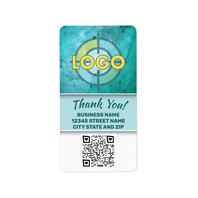 Turquoise Teacher Lab Research Logo QR code Custom Label (Front)