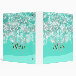 Turquoise teal agate aqua monogram add letter text binder