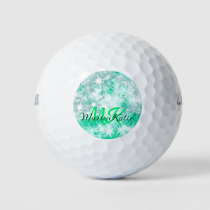 Turquoise teal agate aqua monogram add letter text golf balls