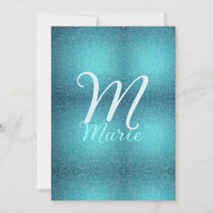 Turquoise teal agate aqua monogram add letter text holiday card