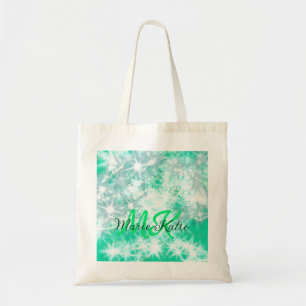 Turquoise teal agate aqua monogram add letter text tote bag