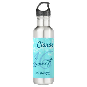 Turquoise teal agate sweet 16 birthday add name da 710 ml water bottle