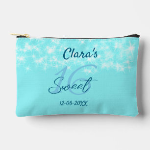 Turquoise teal agate sweet 16 birthday add name da accessory pouch