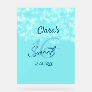 Turquoise teal agate sweet 16 birthday add name da acrylic sign