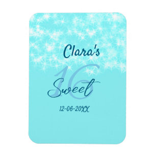 Turquoise teal agate sweet 16 birthday add name da magnet