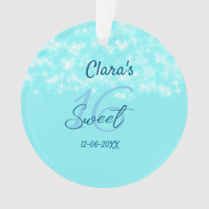 Turquoise teal agate sweet 16 birthday add name da ornament