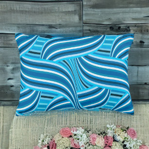 Turquoise Teal and Blue Swirled Ribbons Accent Pillow
