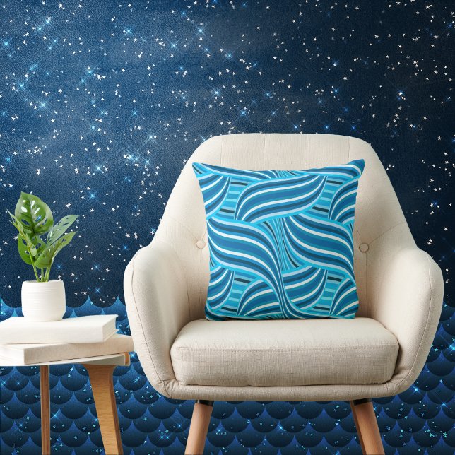 Turquoise Teal and Blue Swirly Swirls Throw Pillow (Creator Uploaded)
