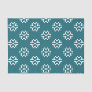 Turquoise Teal and White Snowflakes Pattern Tissue Paper
