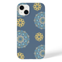 Turquoise Teal Blue an yellow Mandala Art Pattern 