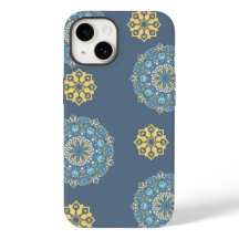 Turquoise Teal Blue an yellow Mandala Art Pattern 