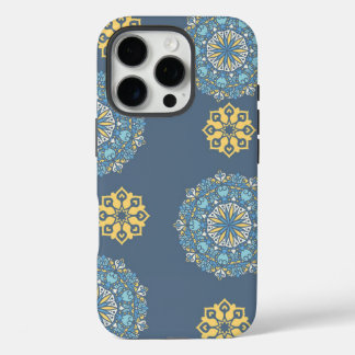 Turquoise Teal Blue an yellow Mandala Art Pattern  iPhone 16 Pro Case