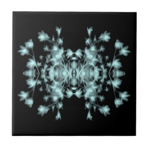 Turquoise Teal Blue Aqua Floral Graphic Pattern Tile