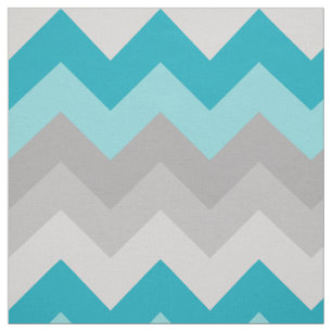 Turquoise Teal Blue Grey Grey Chevron Ombre Fabric