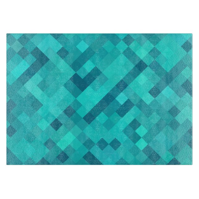 Turquoise Teal Blue Pattern Cutting Board (Front)