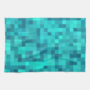 Turquoise Teal Blue Pattern Kitchen Towel