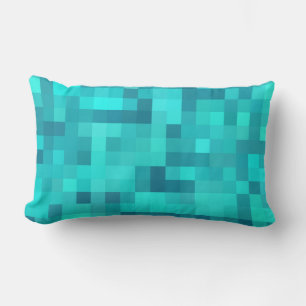 Turquoise Teal Blue Pattern Lumbar Pillow