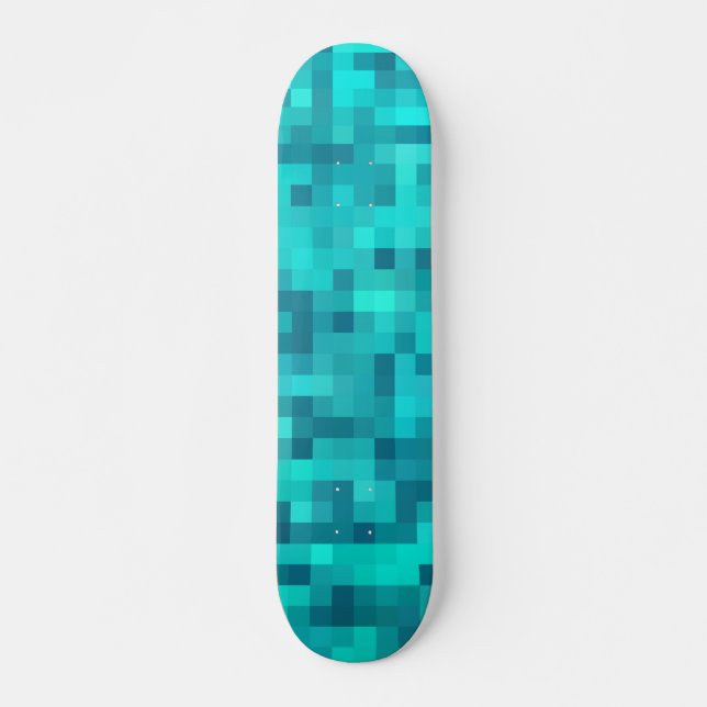 Turquoise Teal Blue Pattern Skateboard (Front)