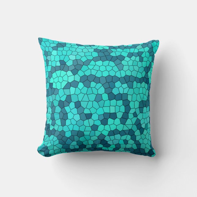 Turquoise Teal Blue Pattern Throw Pillow (Front)