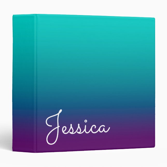 Turquoise Teal Blue Purple Gradient Binder (Front/Spine)