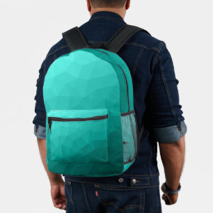 Turquoise teal Gradient Geometric Mesh Pattern Printed Backpack